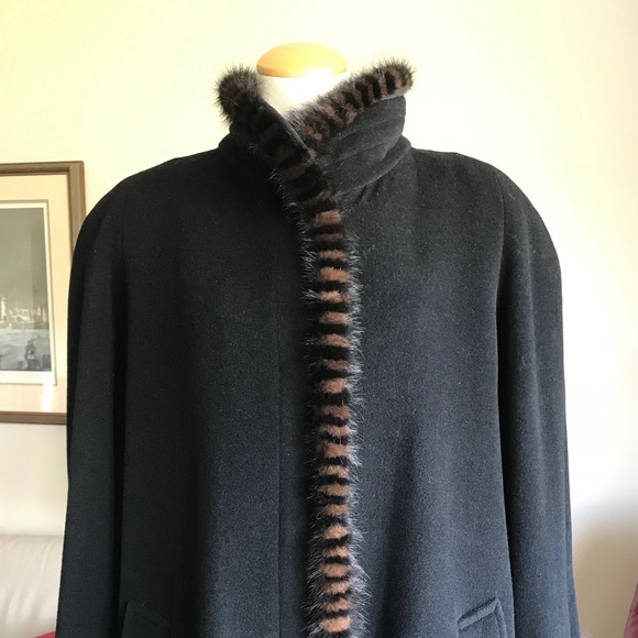 London Fog Mink-Trimmed Wool Coat - Picture 3 of 14